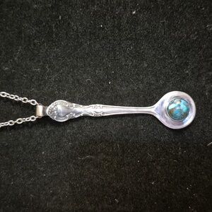 Sapphireskies Designs Sterling & Turquoise Repurposed Salt Spoon Necklace